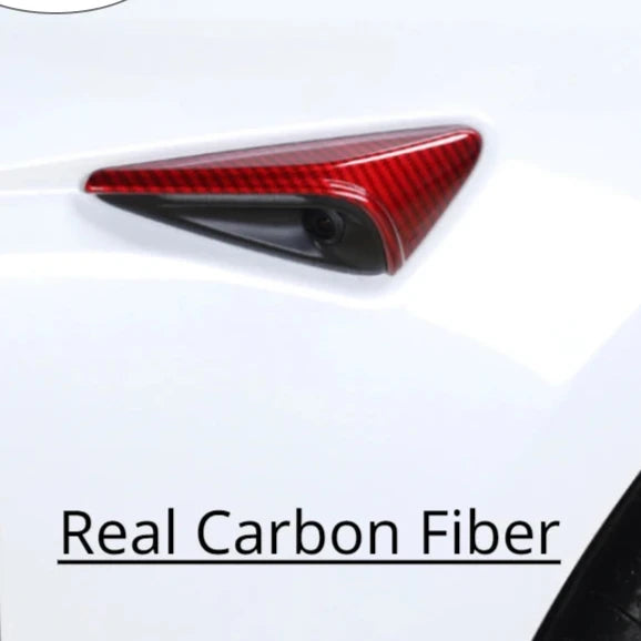 Real Carbon Fiber Side Camera Cover for Tesla Model 3 Highland 2024 is available at Ludicrous EV.