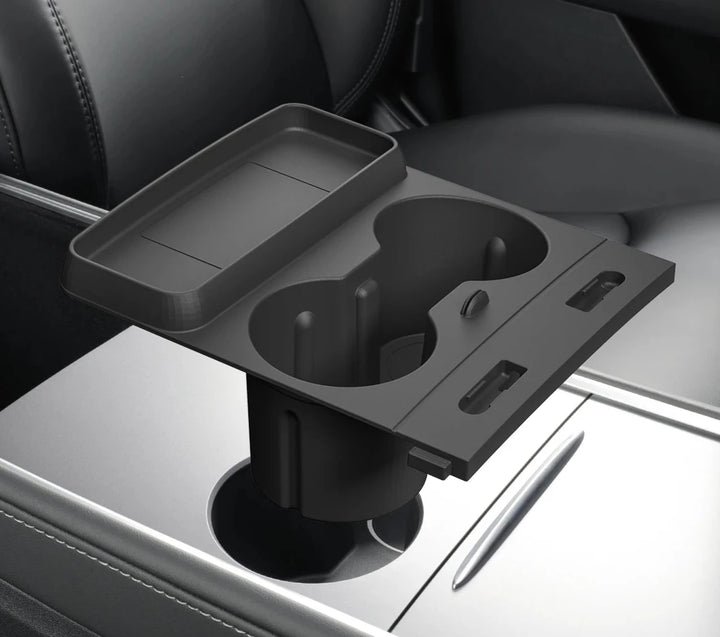 Multifunctional Water Cup Holder & Central Control Storage Box For Tesla Model 3/Y is available at Ludicrous EV.