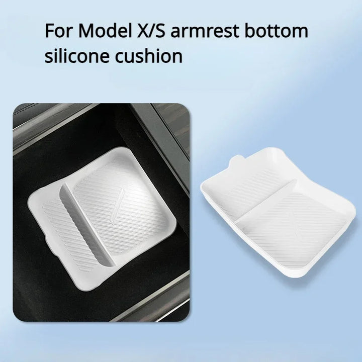 Silicone Center Console Storage Box for Tesla Model X/Model S is available at Ludicrous EV.
