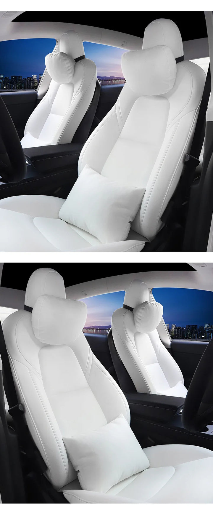 Soft Car Neck & Waist Pillows – Comfortable Seat Headrest & Lumbar Support for Tesla Model 3/Model Y/Model S/Model X (2017-2024) is available at Ludicrous EV.