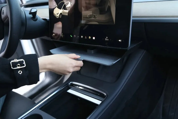 TPE+ABS Under-Screen Storage Box for Tesla Model 3/Model Y (2023) is available at Ludicrous EV.
