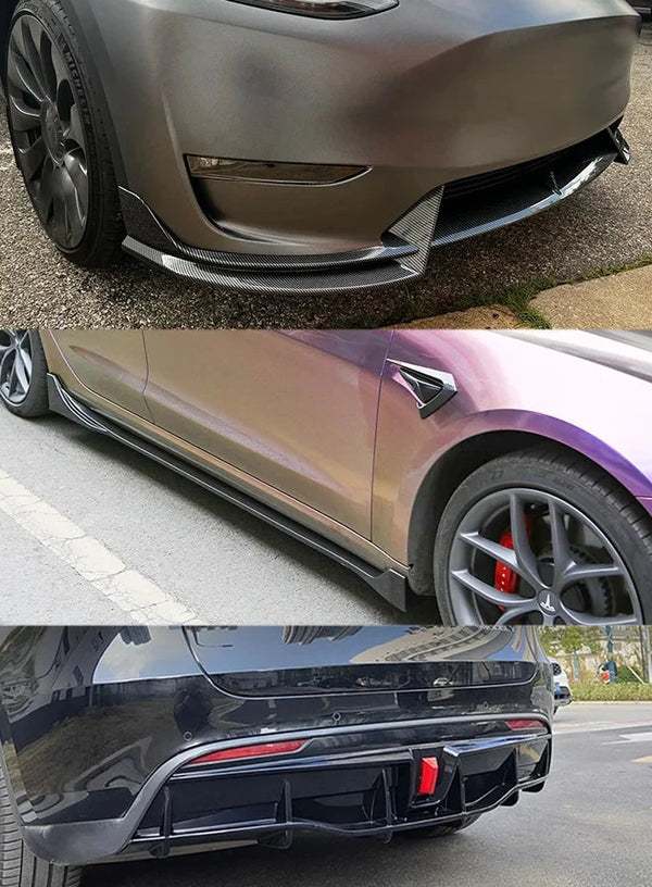 Carbon Fiber Rear Diffuser Spoiler Bumper Lip Tuning Accessories for Tesla Model 3 Model Y 2017-2023  is available at Ludicrous EV.
