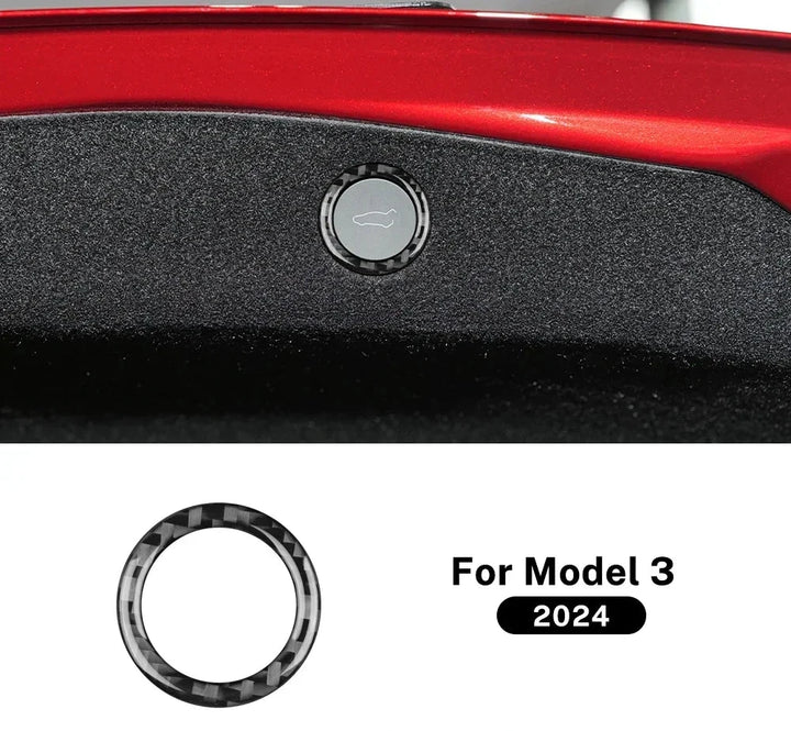  Real Carbon Fiber Trunk Switch Button Frame Trim for 2024 Tesla Model 3 Highland  is available at Ludicrous EV.