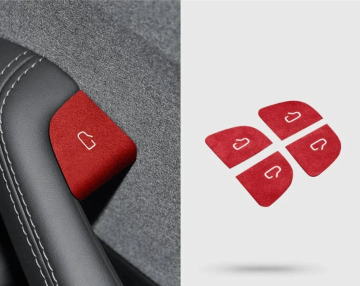 Suede Door Switch Patch Sticker for Tesla Model 3 Highland 2024 Alcantara at Ludicrous EV.