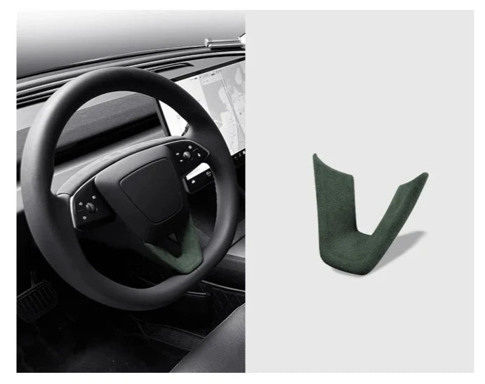 U-Shaped Suede Steering Wheel Trim Cover for 2024 Tesla Model 3 Highland is available at Ludicrous EV.
