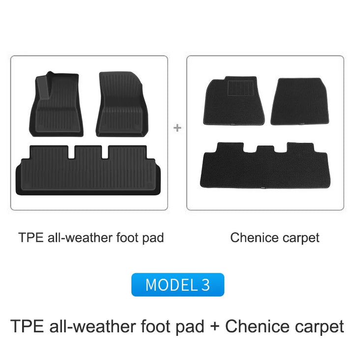 TPE Special Double-layer Carpet Floor Mats for Tesla Model 3/Y is available at Ludicrous EV.