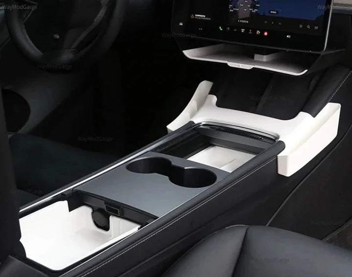 Double Layered White Center Armrest Box for Tesla Model 3/Model  Y is available at Ludicrous EV.