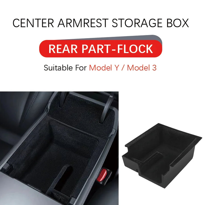 ABS Flock Center Console Organizer for Tesla Model 3/Y 2016-2024 is available at Ludicrous EV.