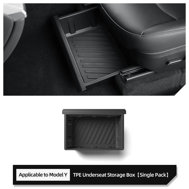 Under Seat Storage Box & Drawer Organizer for Tesla Model Y 2024 is available at Ludicrous EV.