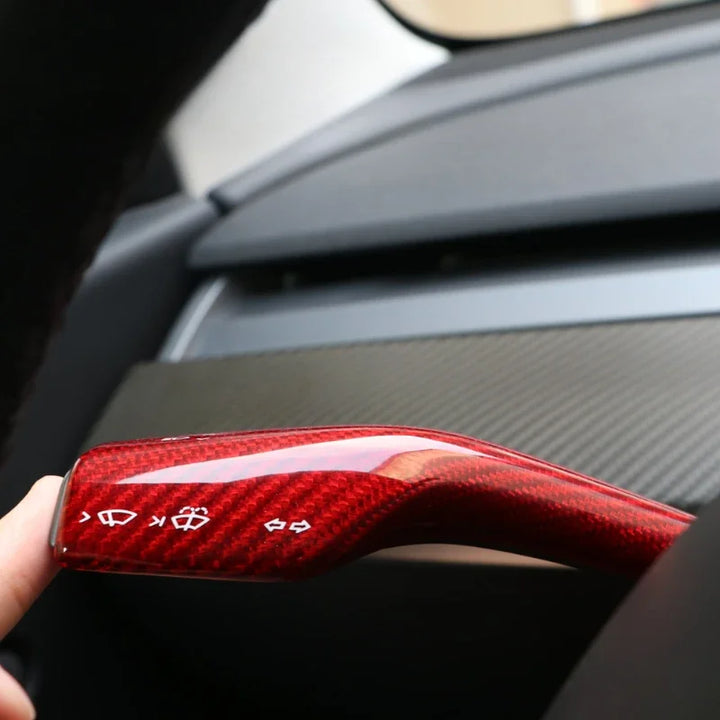 Real Dry Carbon Fiber Gear Lever Patch for Tesla Model 3/Y is available at Ludicrous EV.