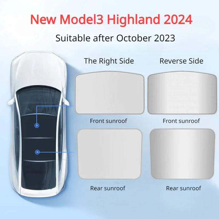 Sunroof Sunshade for Tesla Model 3/Model Y/Model 3+ Highland is available at Ludicrous EV.