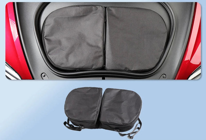 Black front and rear trunk storage bags for Tesla Model 3, displayed in an open trunk space with a 'NEW' label on top indicating a new product.