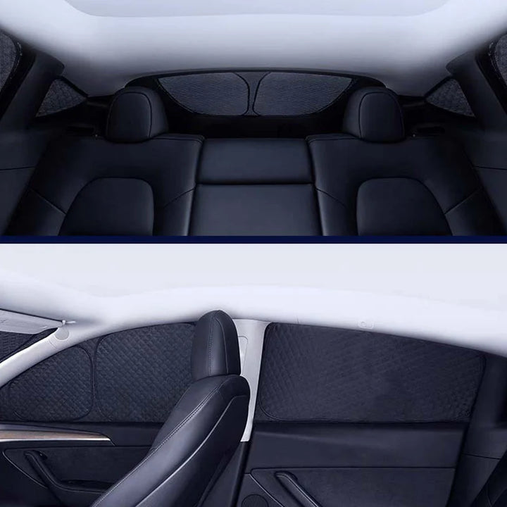 Windshield Side Window Sunshade - Non-Transparent Sun Protection & Heat Insulation for 2024 Tesla Model Y/Model 3 at Ludicrous EV.
