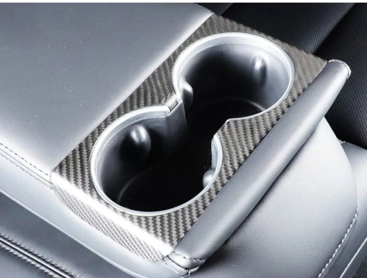 Carbon Fiber Cup Holder Cover for Tesla Model 3+ Highland 2024  is available at Ludicrous EV.