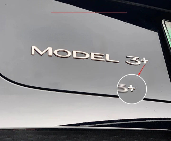 Trunk Sticker & Plus Sign Decorative Mark for Tesla Model 3 Highland 2024 is available at Ludicrous EV.