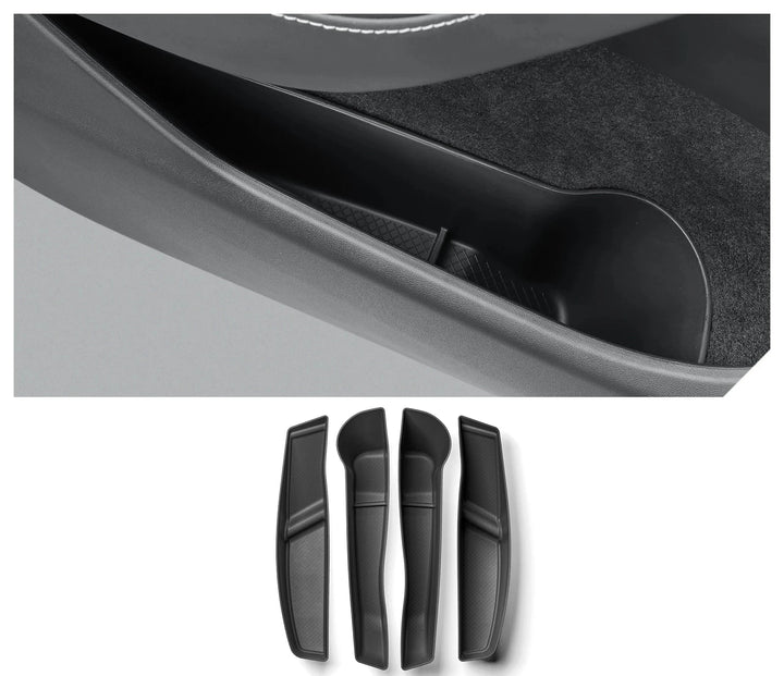 Anti-Dirt Side Door Handle Storage Organizer Tray, Front and Rear Doors for Tesla Model Y 2024 is available at Ludicrous EV.
