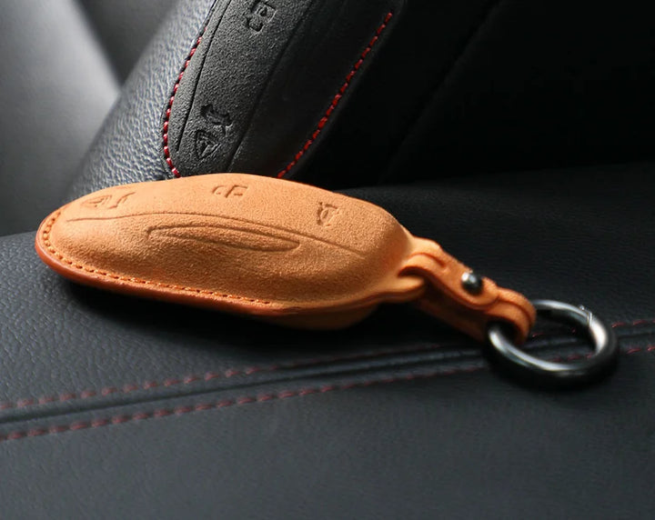 Premium Key Fob Cover for Tesla Model Y & Model 3 Alcantara at Ludicrous EV.
