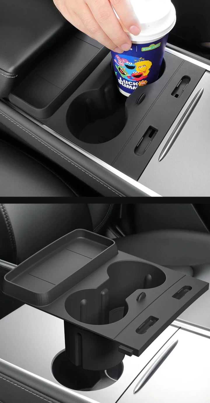 Multifunctional Water Cup Holder & Central Control Storage Box For Tesla Model 3/Y is available at Ludicrous EV.