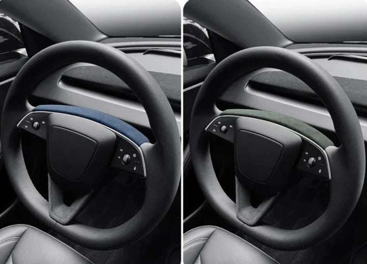 Suede Steering Wheel Trim Panel for Tesla Model 3+ Alcantara  is available at Ludicrous EV.