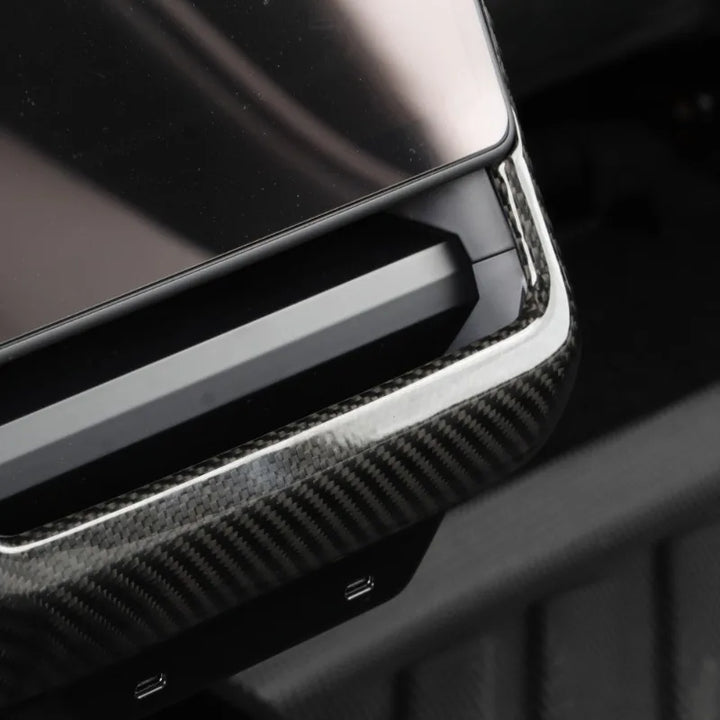 Real Carbon Fiber Rear Air Outlet Frame Cover for Tesla Model 3+ which is available at Ludicrous EV.