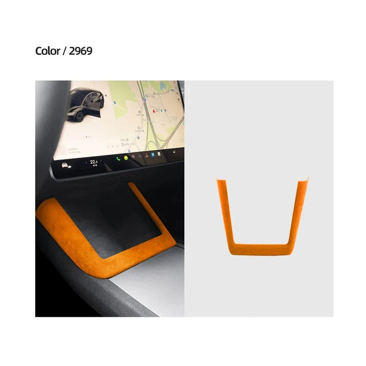 Rear Lower Console Panel Frame Cover for Tesla Model 3 Highland (2024+) Alcantara  at Ludicrous EV.
