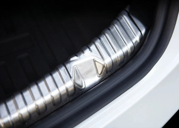 Stainless Steel Trunk Threshold Strip for Tesla Model 3+ Highland 2024 is available at Ludicrous EV.