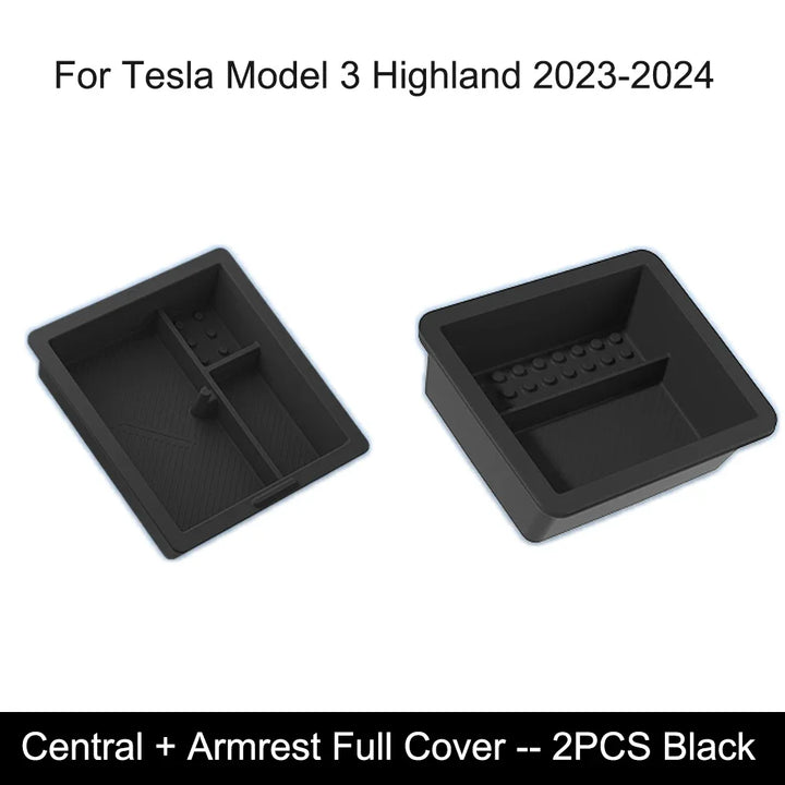 Center Armrest Box Cover Heightening Pad Leather Protector for Tesla Model 3 Highland 2023-2024 is available at Ludicrous EV.
