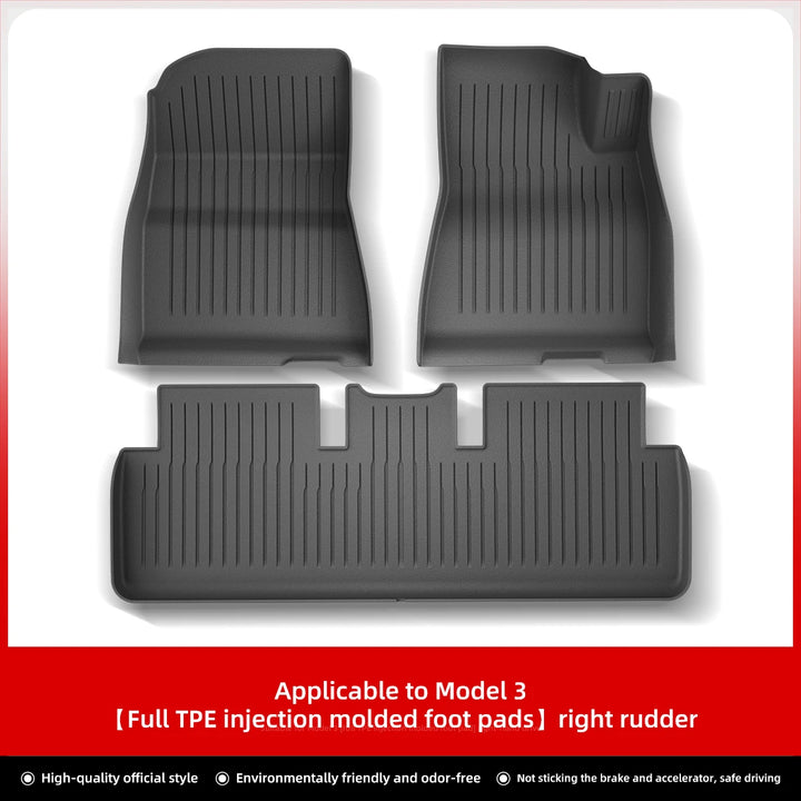 Foot Pad & Trunk Mat Set TPE Waterproof for Tesla Model 3/Y at Ludicrous EV.