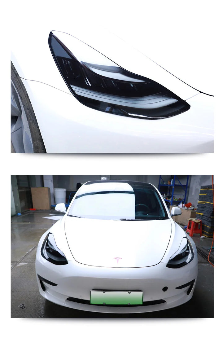 TPU Smoke Black Headlight Protector Film for Tesla Model 3/Y 2017-2022 is available at Ludicrous EV.