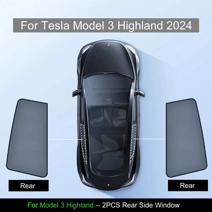 Magnetic Track Side Window Sunshades with Dual-Layer Insulation For Tesla Model Y is available at Ludicrous EV.