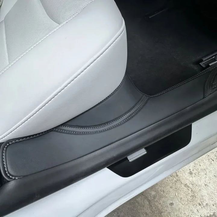 Front and Rear Door Sill Pads in Nappa Leather, Welcome Pedal Threshold Strips for Tesla Model 3 Highland 2024  is available at Ludicrous EV.