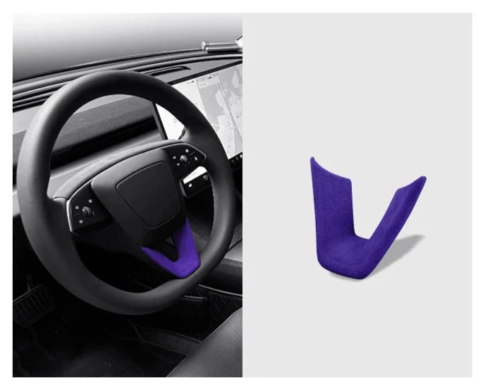 U-Shaped Suede Steering Wheel Trim Cover for 2024 Tesla Model 3 Highland is available at Ludicrous EV.
