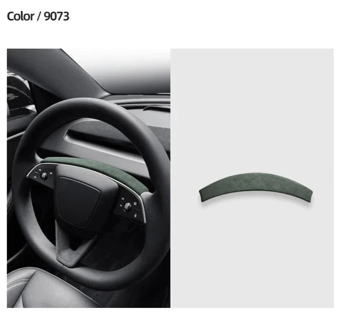 Alcantara Steering Wheel Top Panel for Tesla Model 3 Highland (2024+) is available at Ludicrous EV.