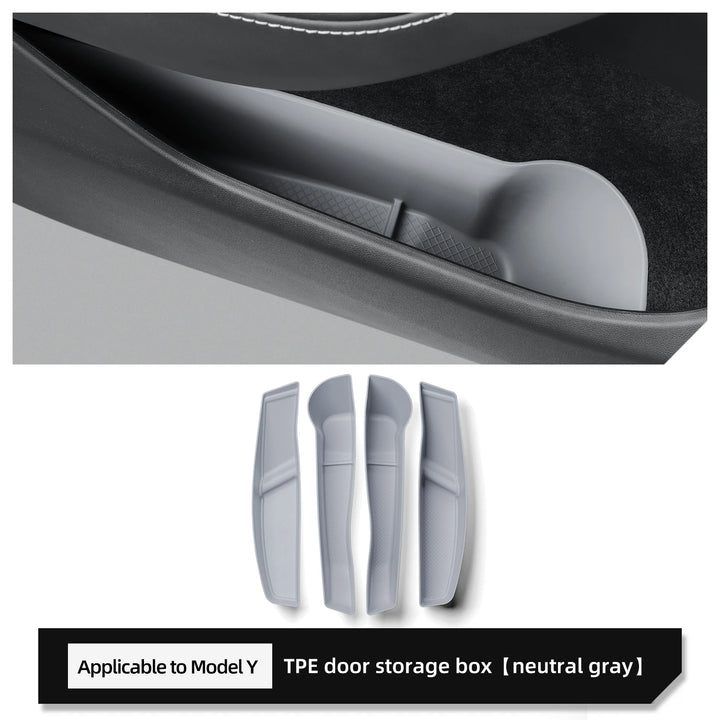 Anti-Dirt Side Door Handle Storage Organizer Tray, Front and Rear Doors for Tesla Model Y 2024 is available at Ludicrous EV.
