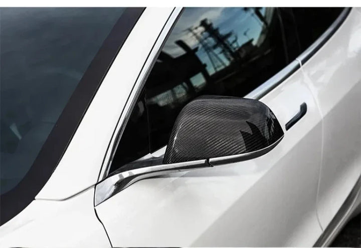 Real Carbon Fiber Rearview Mirror Cover for Tesla Model 3/Y 2017-2023 is available at Ludicrous EV.