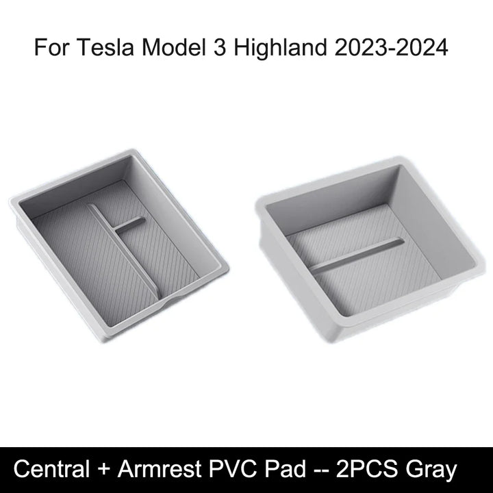 Center Armrest Box Cover Heightening Pad Leather Protector for Tesla Model 3 Highland 2023-2024 is available at Ludicrous EV.
