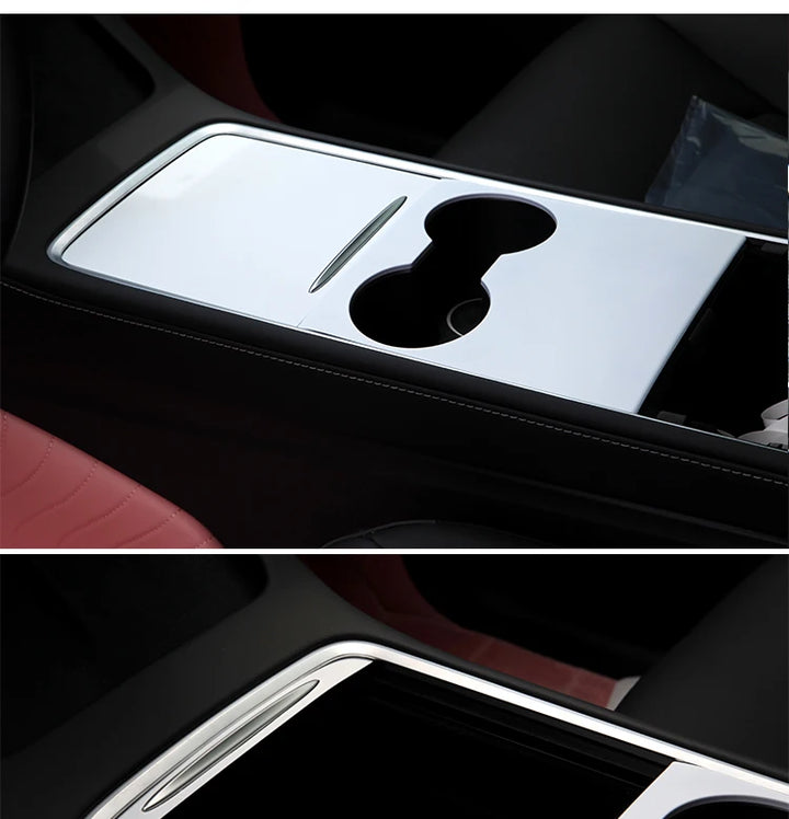 Matte White ABS Center Console Cover for Tesla Model/Model Y (2021-2023) is available at Ludicrous EV.
