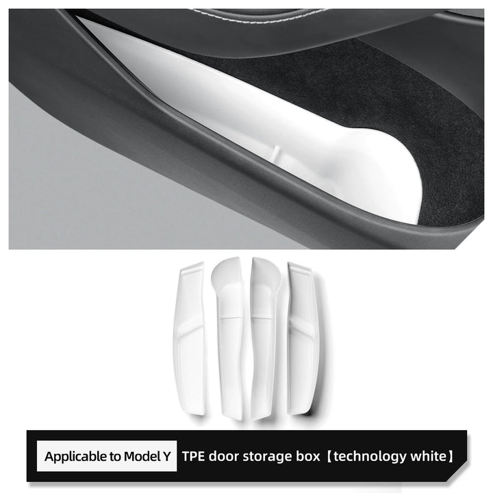 Anti-Dirt Side Door Handle Storage Organizer Tray, Front and Rear Doors for Tesla Model Y 2024 is available at Ludicrous EV.
