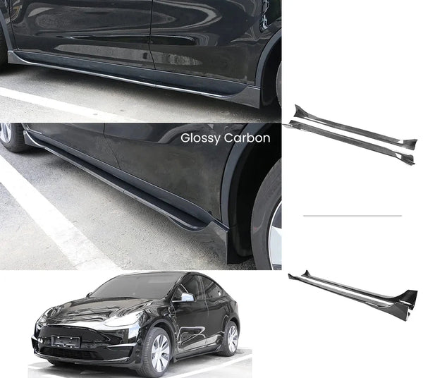 Car Body Kit For Tesla Model 3 Y 2017-2023, Model 3 Highland Side Skirts Carbon Fiber Print Style ABS Plastic Extension Splitter