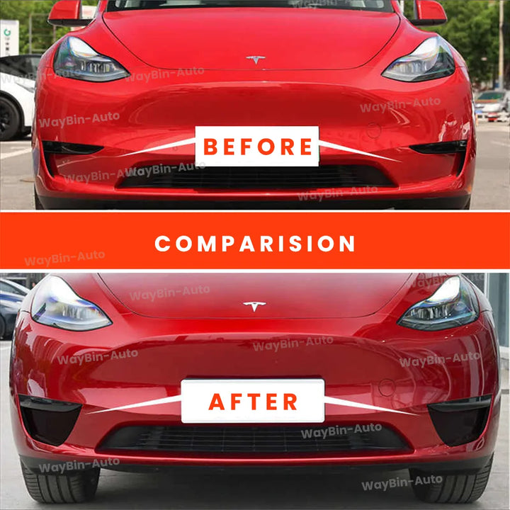 Fog Lamp Decal Trim Glossy Black PET Vinyl Wrap Cover for Tesla Model 3/Model Y 2017-2024 is available at Ludicrous EV.
