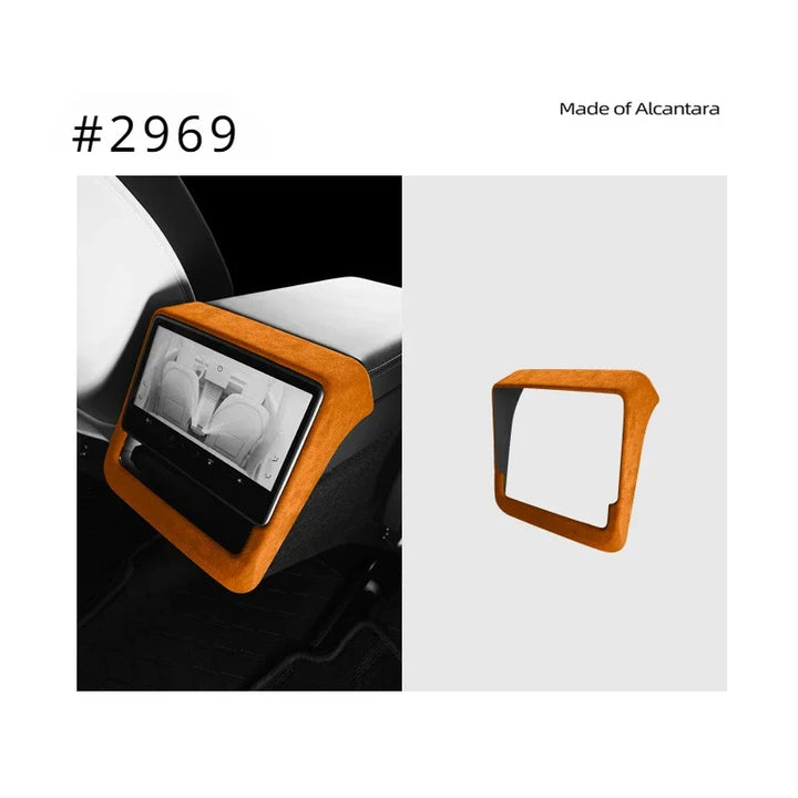 Suede Rear Row Screen Frame Cover for Tesla Model 3 2024, Alcantara at Ludicrous EV.