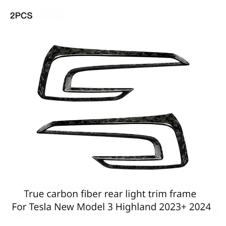 Carbon Fiber Rear Taillight Trim Frame for Tesla Model 3+ Highland 2024 is available at Ludicrous EV. 