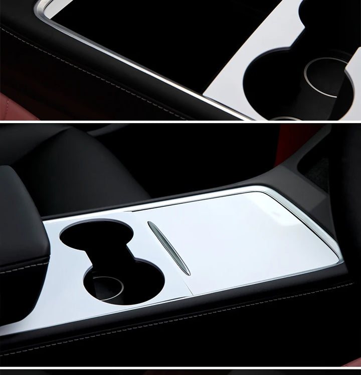 Matte White ABS Center Console Cover for Tesla Model/Model Y (2021-2023) is available at Ludicrous EV.
