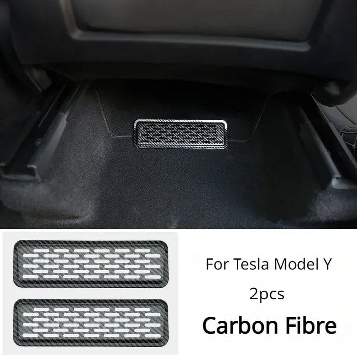 Stainless Steel Air Vent Anti-Blocking Dust Cover for Tesla Model Y is available at Ludicrous EV.
