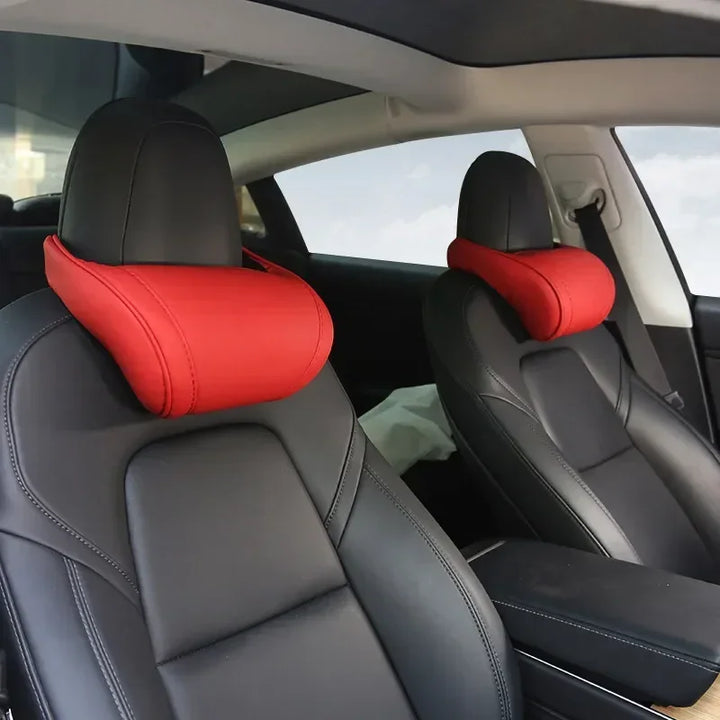 Soft Leather Neck Support Cushion Seat Headrest for Tesla Model 3/Model Y/Model S/Model X is available at Ludicrous EV.
