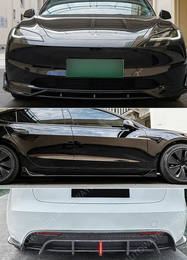 Body Kits Glossy Bumper Lip Rear Diffuser Spoiler Tuning Accessories for Tesla Model 3 Highland 2024 is available at Ludicrous EV.