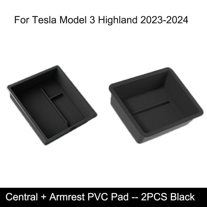 Center Armrest Box Cover Heightening Pad Leather Protector for Tesla Model 3 Highland 2023-2024 is available at Ludicrous EV.
