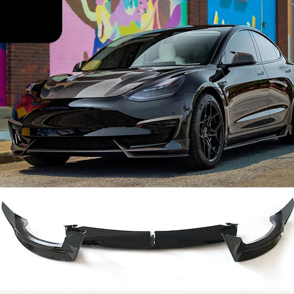 Carbon Fiber Front Bumper Lip 2023 Tesla Model Y Deflector Chin Guard Cover Modified Body Kit Diffuser For Model 3 Y 2017-2023