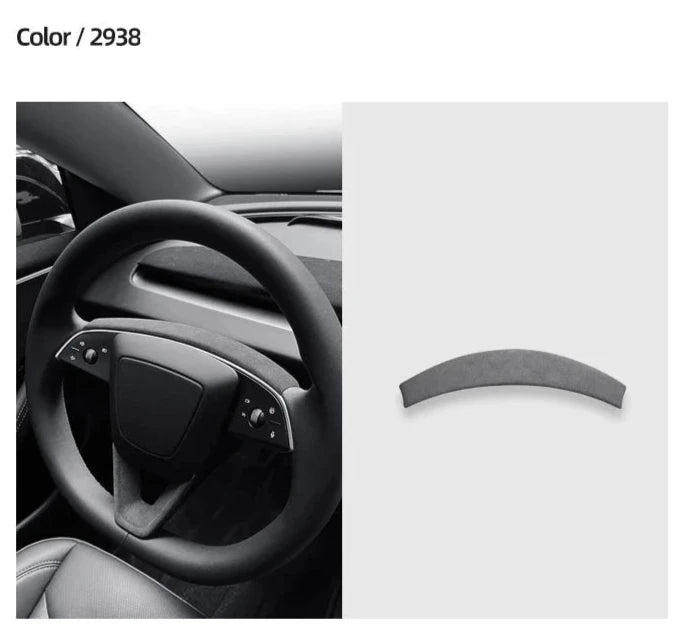 Alcantara Steering Wheel Top Panel for Tesla Model 3 Highland (2024+) is available at Ludicrous EV.