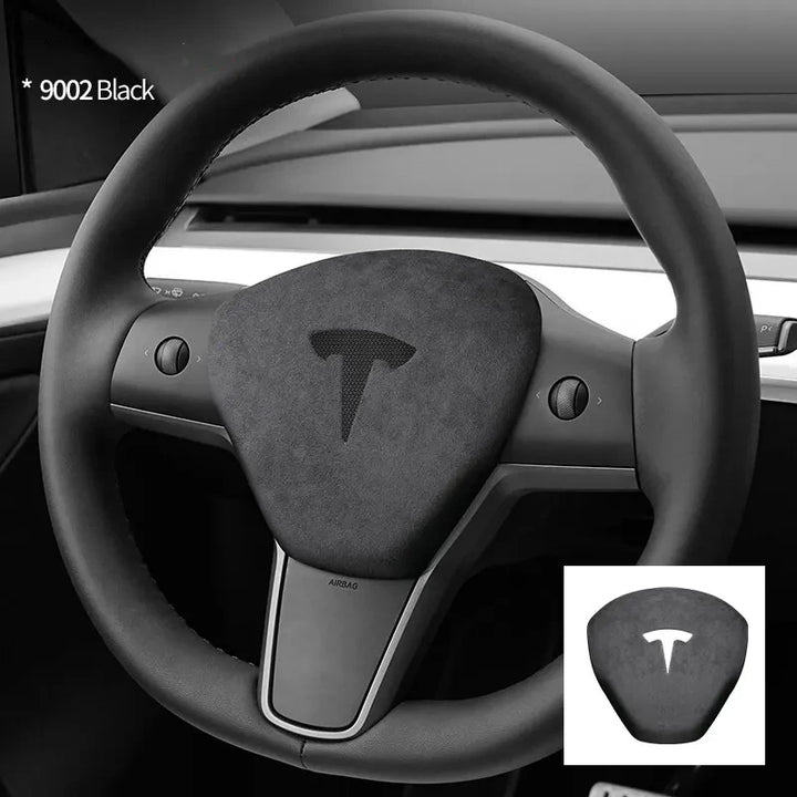 Super Suede Steering Wheel Horn Airbag Cover for Tesla Model 3/Model Y is available at Ludicrous EV.